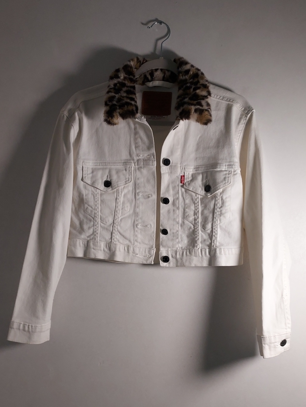 Levis Leopard Print Faux Fur Crop Jacket ( Small)